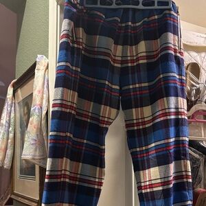 Aviator Nation Blue and Red Plaid Cropped Pants